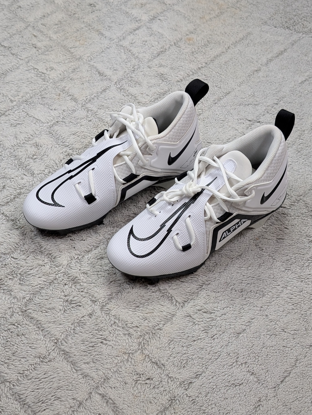 Nike Alpha Menace Pro 3 White Black Football Cleats Mens Size 10 CT6649-100 NEW - Picture 3 of 6